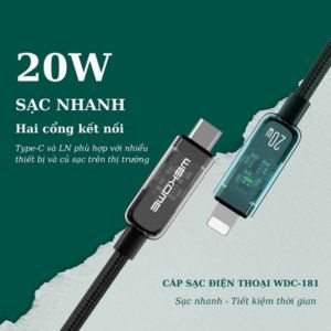 Cáp Sạc Nhanh Wekome WDC-181 PD20W Cổng Type-C Sang Lightning Dài 1M